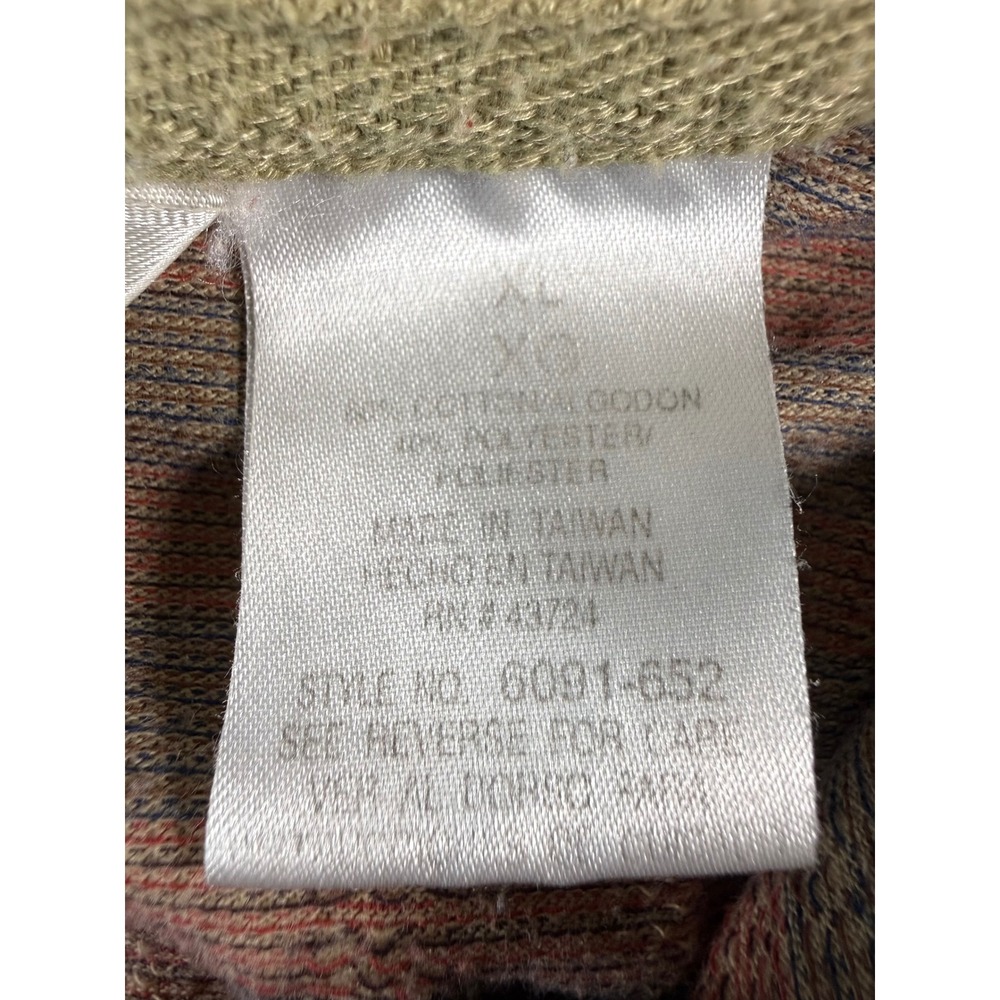 Classics by Palmland Mens XL Polo Shirt Tan Stripe Knit Banded Hem Cotton Blend - Picture 4 of 9
